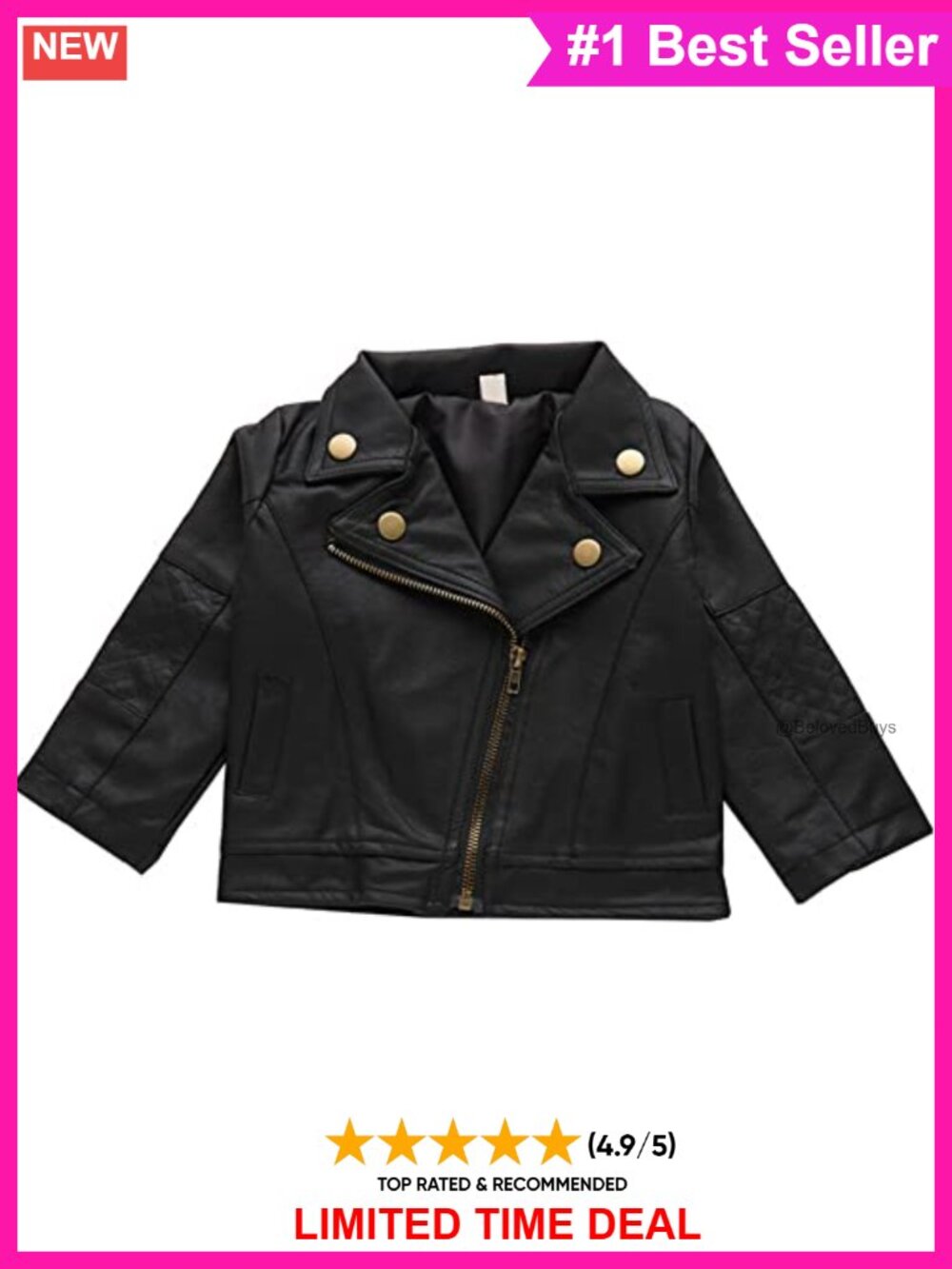 Toddler Girls Faux Leather Jacket Zipper Aviator Coat Winter Outerwear